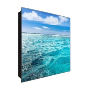  Schlüsselkästchen aus Echtglas | Motiv Das Meer | Maße 30x30 cm | Verschiedene Motive im Digitaldruck | Schlüsselaufbewahrung inklusive Haken | für Eingangsbereich und Wohnungsflur
