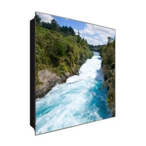  Schlüsselkästchen aus Echtglas | Motiv River Flow | Maße 30x30 cm | Verschiedene Motive im Digitaldruck | Schlüsselaufbewahrung inklusive Haken | für Eingangsbereich und Wohnungsflur