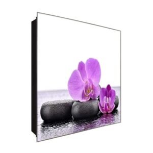  Schlüsselkasten '2 Orchideen' 30x30 Glas, inkl. Haken Schlüsselbrett Schlüssel-Box Design Aufbewahrung