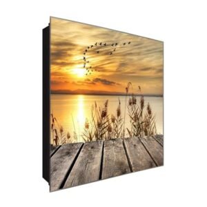 Schlüsselkasten 'Abflug vom See' 30x30 Glas, inkl. Haken Schlüsselbrett Schlüssel-Box Design Aufbewahrung