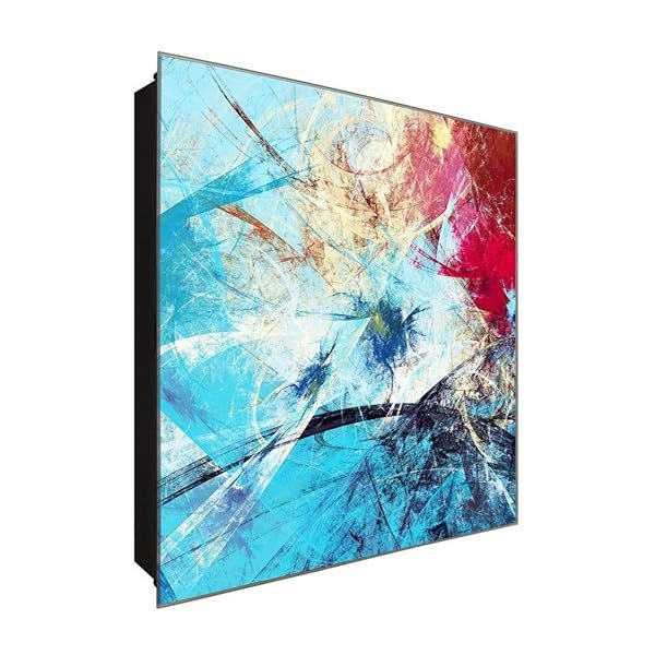 Schlüsselkasten 'Abstrakte Kunst' 30x30 Glas, inkl. Haken Schlüsselbrett Schlüssel-Box Design Aufbewahrung