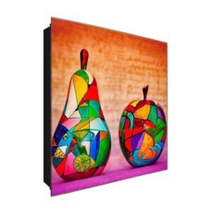  Schlüsselkasten 'Birne aus Holz' 30x30 Glas, inkl. Haken Schlüsselbrett Schlüssel-Box Design Aufbewahrung