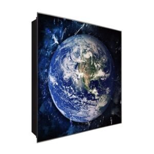  Schlüsselkasten 'Blaue Erde' 30x30 Glas, inkl. Haken Schlüsselbrett Schlüssel-Box Design Aufbewahrung