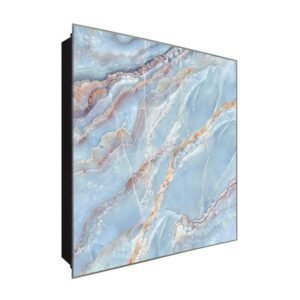  Schlüsselkasten 'Blaue Marmorplatte' 30x30 Glas, inkl. Haken Schlüsselbrett Schlüssel-Box Design Aufbewahrung