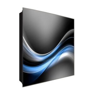  Schlüsselkasten 'Blaue Schwingung' 30x30 Glas, inkl. Haken Schlüsselbrett Schlüssel-Box Design Aufbewahrung