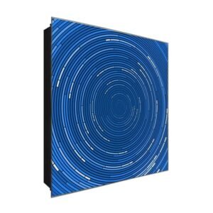  Schlüsselkasten 'Blaue Spirale' 30x30 Glas, inkl. Haken Schlüsselbrett Schlüssel-Box Design Aufbewahrung