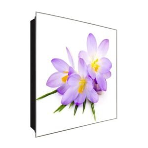  Schlüsselkasten 'Blume in Lila' 30x30 Glas, inkl. Haken Schlüsselbrett Schlüssel-Box Design Aufbewahrung