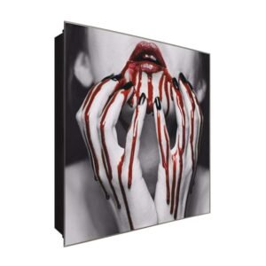  Schlüsselkasten 'Blutende Maniküre' 30x30 Glas, inkl. Haken Schlüsselbrett Schlüssel-Box Design Aufbewahrung