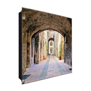  Schlüsselkasten 'Bogen in der Gasse' 30x30 Glas, inkl. Haken Schlüsselbrett Schlüssel-Box Design Aufbewahrung