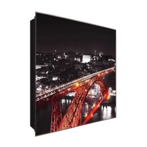  Schlüsselkasten 'Bogenbrücke Flair' 30x30 Glas, inkl. Haken Schlüsselbrett Schlüssel-Box Design Aufbewahrung