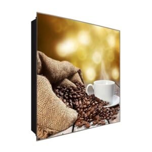  Schlüsselkasten 'Bohnen aus dem Sack' 30x30 Glas, inkl. Haken Schlüsselbrett Schlüssel-Box Design Aufbewahrung