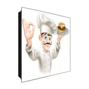  Schlüsselkasten 'Bon Appetit' 30x30 Glas, inkl. Haken Schlüsselbrett Schlüssel-Box Design Aufbewahrung