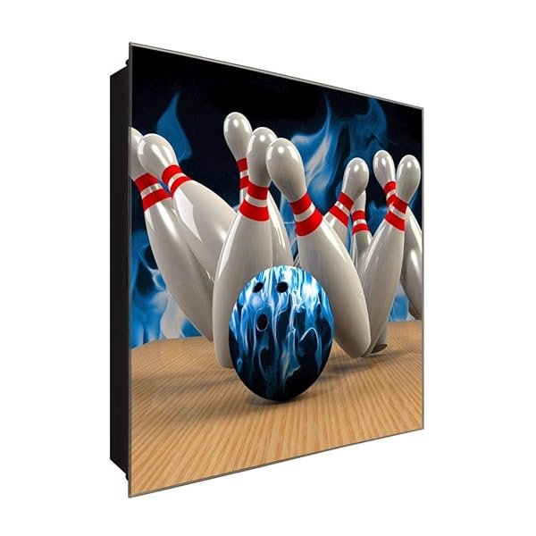 Schlüsselkasten 'Bowling Pins ' 30x30 Glas, inkl. Haken Schlüsselbrett Schlüssel-Box Design Aufbewahrung
