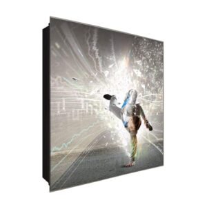  Schlüsselkasten 'Breakdancer' 30x30 Glas, inkl. Haken Schlüsselbrett Schlüssel-Box Design Aufbewahrung