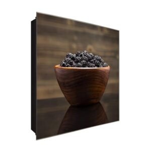  Schlüsselkasten 'Brombeere auf Holz ' 30x30 Glas, inkl. Haken Schlüsselbrett Schlüssel-Box Design Aufbewahrung