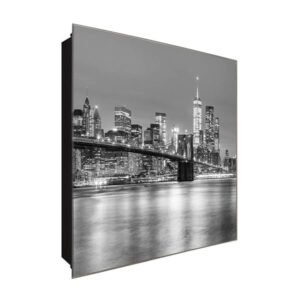  Schlüsselkasten 'Brooklyn Bridge' 30x30 Glas, inkl. Haken Schlüsselbrett Schlüssel-Box Design Aufbewahrung