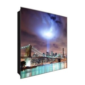  Schlüsselkasten 'Brücke bei Nacht ' 30x30 Glas, inkl. Haken Schlüsselbrett Schlüssel-Box Design Aufbewahrung