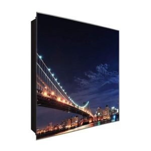  Schlüsselkasten 'Brücke mit Lichter' 30x30 Glas, inkl. Haken Schlüsselbrett Schlüssel-Box Design Aufbewahrung