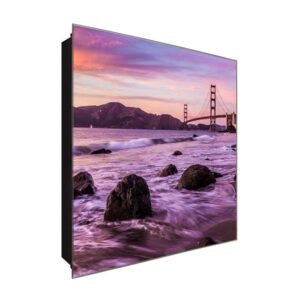  Schlüsselkasten 'Brücke von weitem' 30x30 Glas, inkl. Haken Schlüsselbrett Schlüssel-Box Design Aufbewahrung