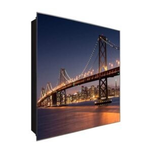  Schlüsselkasten 'Brückenzauber' 30x30 Glas, inkl. Haken Schlüsselbrett Schlüssel-Box Design Aufbewahrung