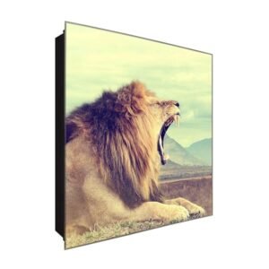  Schlüsselkasten 'Brüllender Löwe' 30x30 Glas, inkl. Haken Schlüsselbrett Schlüssel-Box Design Aufbewahrung