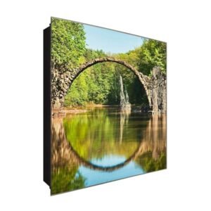  Schlüsselkasten 'Bücke am See' 30x30 Glas, inkl. Haken Schlüsselbrett Schlüssel-Box Design Aufbewahrung