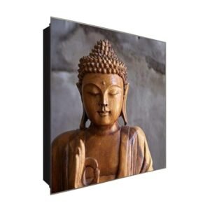  Schlüsselkasten 'Buddha Figur' 30x30 Glas, inkl. Haken Schlüsselbrett Schlüssel-Box Design Aufbewahrung