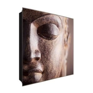  Schlüsselkasten 'Buddha im Aura' 30x30 Glas, inkl. Haken Schlüsselbrett Schlüssel-Box Design Aufbewahrung