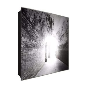  Schlüsselkasten 'Bunker Schwarz&Weiß' 30x30 Glas, inkl. Haken Schlüsselbrett Schlüssel-Box Design Aufbewahrung