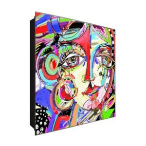  Schlüsselkasten 'Bunt und Abstrakt' 30x30 Glas, inkl. Haken Schlüsselbrett Schlüssel-Box Design Aufbewahrung