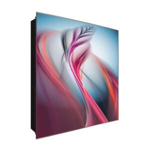  Schlüsselkasten 'Bunt und schwungvoll' 30x30 Glas, inkl. Haken Schlüsselbrett Schlüssel-Box Design Aufbewahrung