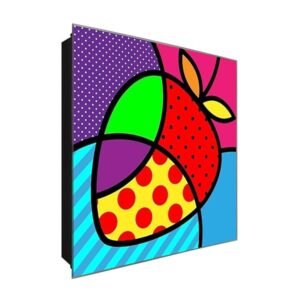  Schlüsselkasten 'Bunte Erdbeere' 30x30 Glas, inkl. Haken Schlüsselbrett Schlüssel-Box Design Aufbewahrung