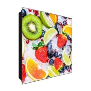  Schlüsselkasten 'Bunte Früchte' 30x30 Glas, inkl. Haken Schlüsselbrett Schlüssel-Box Design Aufbewahrung