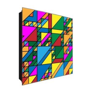  Schlüsselkasten 'Bunte Geometrie' 30x30 Glas, inkl. Haken Schlüsselbrett Schlüssel-Box Design Aufbewahrung