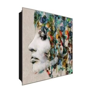  Schlüsselkasten 'Bunte Haare' 30x30 Glas, inkl. Haken Schlüsselbrett Schlüssel-Box Design Aufbewahrung