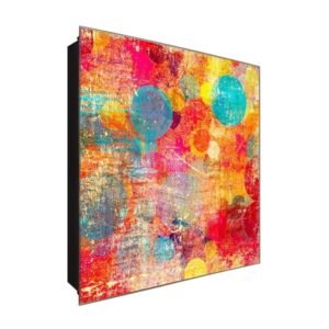  Schlüsselkasten 'Bunte Kreise' 30x30 Glas, inkl. Haken Schlüsselbrett Schlüssel-Box Design Aufbewahrung