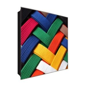  Schlüsselkasten 'Bunte Schnürsenkel' 30x30 Glas, inkl. Haken Schlüsselbrett Schlüssel-Box Design Aufbewahrung