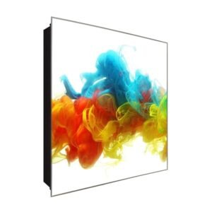  Schlüsselkasten 'Bunter Rauch' 30x30 Glas, inkl. Haken Schlüsselbrett Schlüssel-Box Design Aufbewahrung