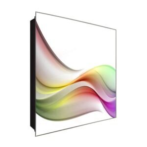  Schlüsselkasten 'Bunter Schwung' 30x30 Glas, inkl. Haken Schlüsselbrett Schlüssel-Box Design Aufbewahrung