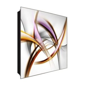  Schlüsselkasten 'Bunter Schwung' 30x30 Glas, inkl. Haken Schlüsselbrett Schlüssel-Box Design Aufbewahrung