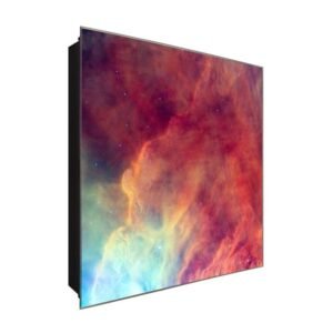  Schlüsselkasten 'Bunter Weltall' 30x30 Glas, inkl. Haken Schlüsselbrett Schlüssel-Box Design Aufbewahrung