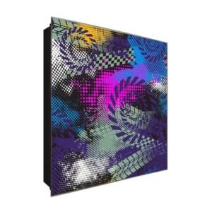  Schlüsselkasten 'Buntes Werk' 30x30 Glas, inkl. Haken Schlüsselbrett Schlüssel-Box Design Aufbewahrung