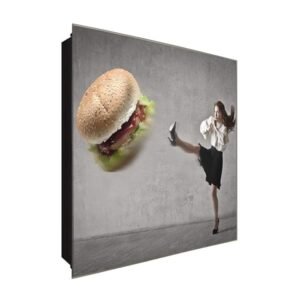  Schlüsselkasten 'Burger Kick' 30x30 Glas, inkl. Haken Schlüsselbrett Schlüssel-Box Design Aufbewahrung