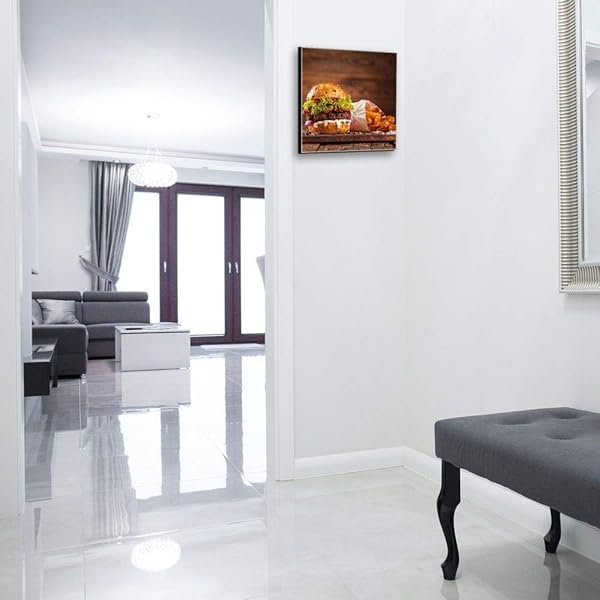 Schlüsselkasten 'Burger & Pommes' 30x30 Glas, inkl. Haken Schlüsselbrett Schlüssel-Box Design Aufbewahrung – Bild 3