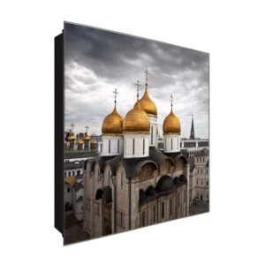  Schlüsselkasten 'Byzantinische Kirche' 30x30 Glas, inkl. Haken Schlüsselbrett Schlüssel-Box Design Aufbewahrung