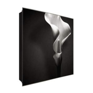  Schlüsselkasten 'Calla Black&White' 30x30 Glas, inkl. Haken Schlüsselbrett Schlüssel-Box Design Aufbewahrung