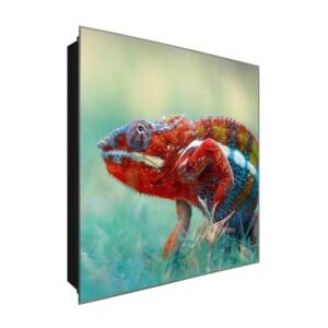  Schlüsselkasten 'Chamäleons' 30x30 Glas, inkl. Haken Schlüsselbrett Schlüssel-Box Design Aufbewahrung