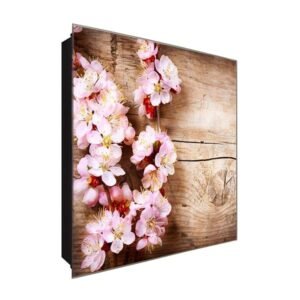  Schlüsselkasten 'Cherry Flower' 30x30 Glas, inkl. Haken Schlüsselbrett Schlüssel-Box Design Aufbewahrung