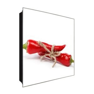  Schlüsselkasten 'Chili für die Küche' 30x30 Glas, inkl. Haken Schlüsselbrett Schlüssel-Box Design Aufbewahrung
