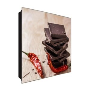  Schlüsselkasten 'Chilichocolate ' 30x30 Glas, inkl. Haken Schlüsselbrett Schlüssel-Box Design Aufbewahrung